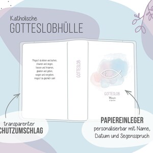 Gotteslob Hülle . GX01 Aquarell rosa lila mit Glitzer Fisch . personalisiertes Kommunion Geschenk katholisches Gesangbuch . Gebetbucheinband afbeelding 2