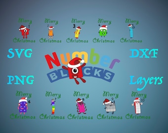 Bundle Number Blocks svg, merry christmas numberblocks svg, merry christmas Number Blocks, number blocks birthday svg, cartoon, cartoon svg