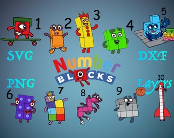 Bundle Number Blocks svg, numberblocks svg, Number Blocks, number blocks birthday svg, number blocks clip art, cartoon, cartoon svg
