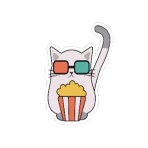 Movie watching cat stickers for water bottle, Easter basket filler for movie lovers, Easter gifts for cat lovers, cute cat gifts for her