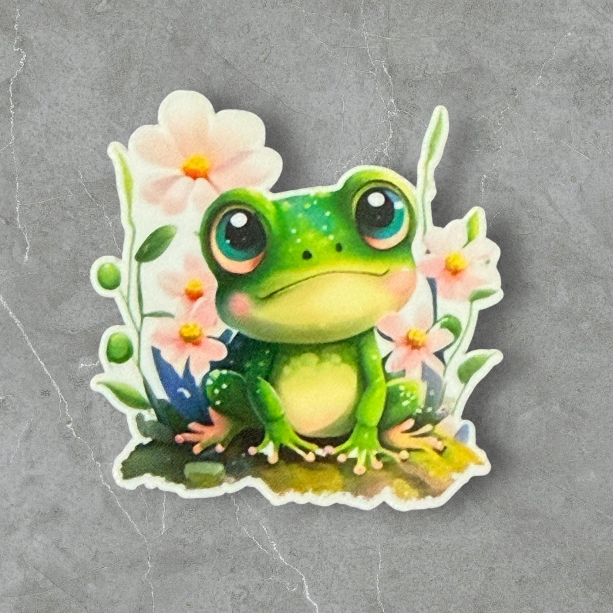 Cute Frog Sticker, Cottagecore Frog Sticker, Animal Vinyl Decal, Frog ...