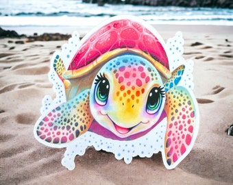 Turtle sticker, turtle gifts, cute turtle art, animal stickers for cars, cute gift ideas, turtle lover gifts, turtle vinyl decals