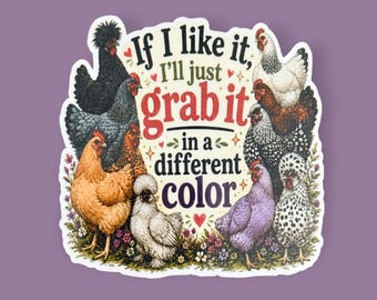Funny chicken stickers, chicken gifts for women, If I Like It I’ll Just Grab It in a Different Color, farmhouse decal, chicken lady gifts