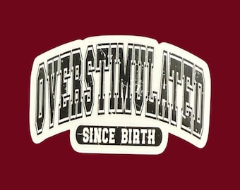 Overstimulated sticker, funny introvert gift, sarcastic mental health, sensory overload, sassy gift for her, gift for best friend