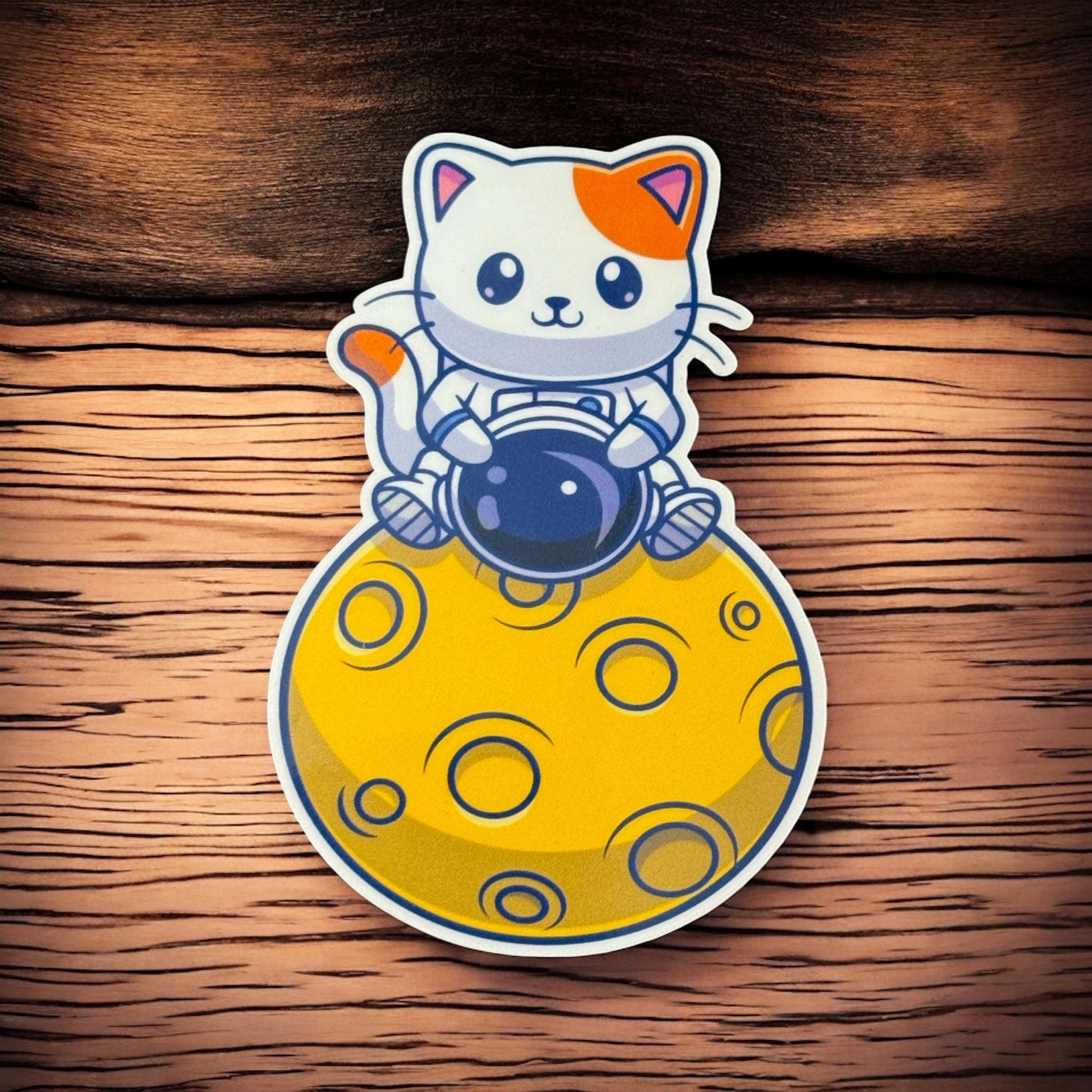 Astronaut stickers, astronaut cat decal, cute cat stickers, cat gifts for friends, gifts for cat lovers, water bottle sticker, laptop decal