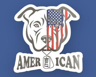 American Bully Sticker, bully breed, pitbull gifts, patriotic decals, water bottle stickers, gifts for dog lovers, dog gifts for owner