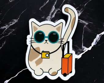 Travel cat stickers for kindle, cute cat gifts for her, tourist stickers for suitcase, travel stickers for luggage, Easter gifts for adults