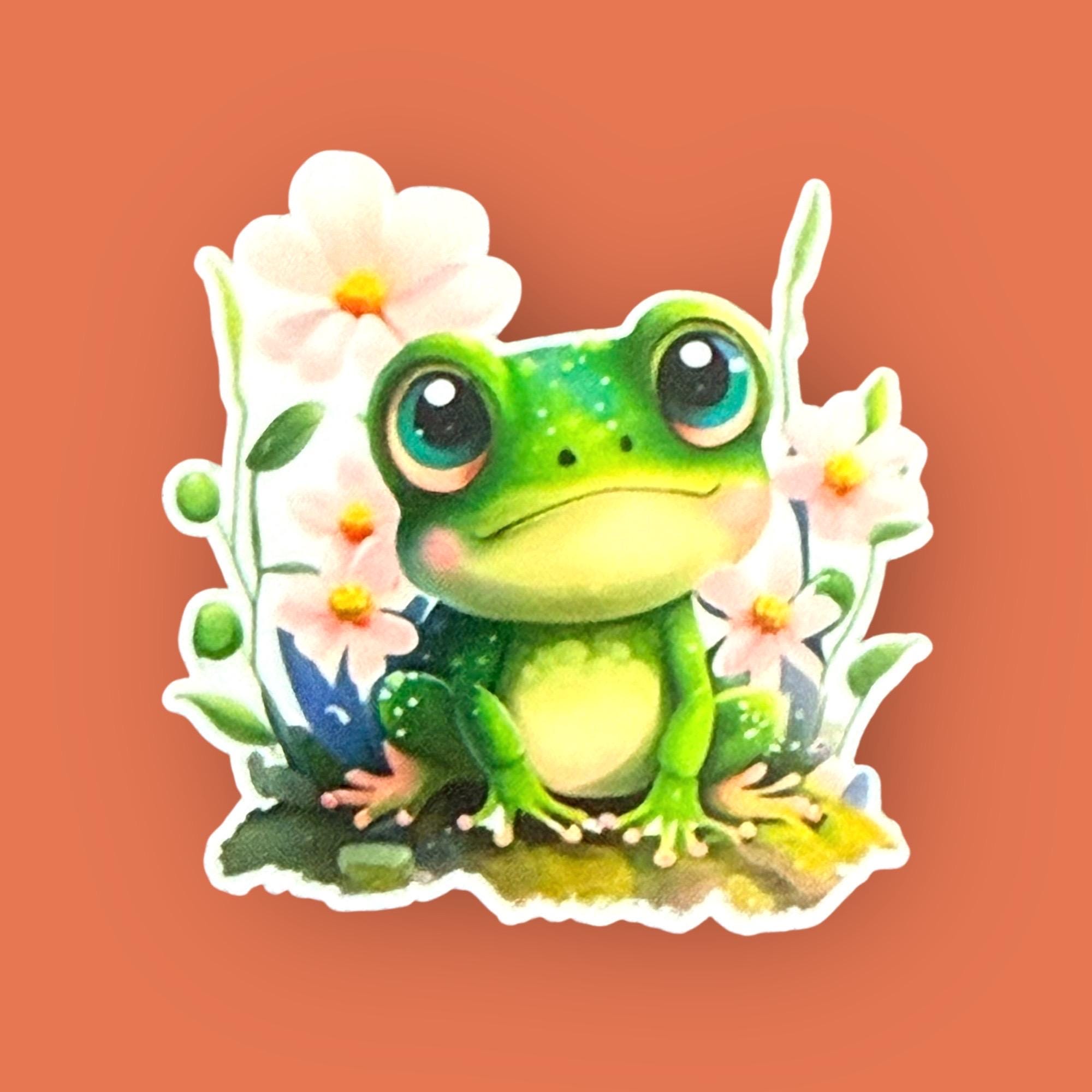 Cute Frog Sticker, Cottagecore Frog Sticker, Animal Vinyl Decal, Frog ...