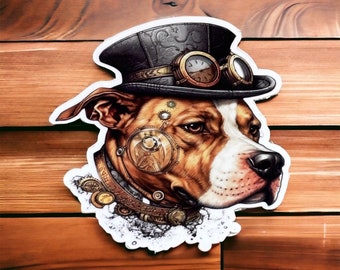 Steampunk Dog Sticker - Victorian Pet Art, Laptop Decal, Funny Animal Sticker