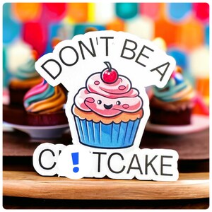 No seas un cuntcake pegatinas de cupcakes para planificador, anima pegatinas divertidas de regalo para botella de agua, regalos sarcásticos para mujeres, pegatinas atrevidas