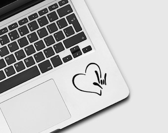 ASL I Love You Heart decal, ASL gift for interpreter, decals for best friend, for women, for laptop, sign language decals for car, ily hand