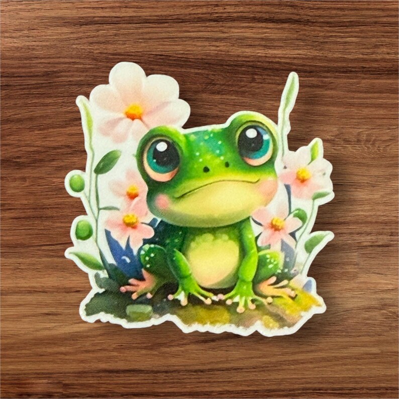 Cute Frog Sticker, Cottagecore Frog Sticker, Animal Vinyl Decal, Frog ...