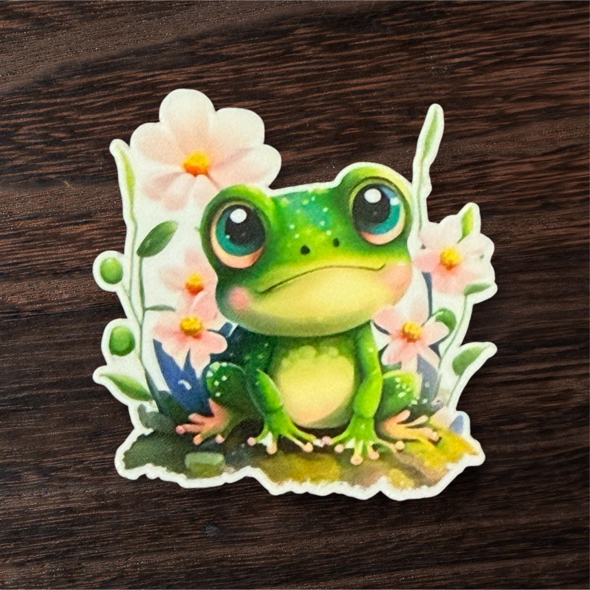 Cute Frog Sticker, Cottagecore Frog Sticker, Animal Vinyl Decal, Frog ...