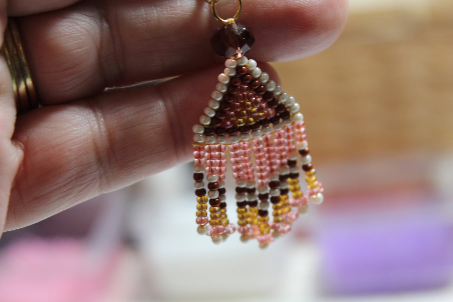 Hand Beaded Earrings Etsy