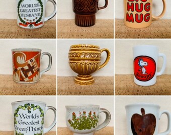 9.00 each; Vintage Ceramic mugs, retro kitchen, vintage coffee cup mugs