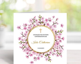 Personalised Confirmation card for girl, Pink Confirmation card for daughter, granddaughter, niece, sister, God daughter, Confirmation gift