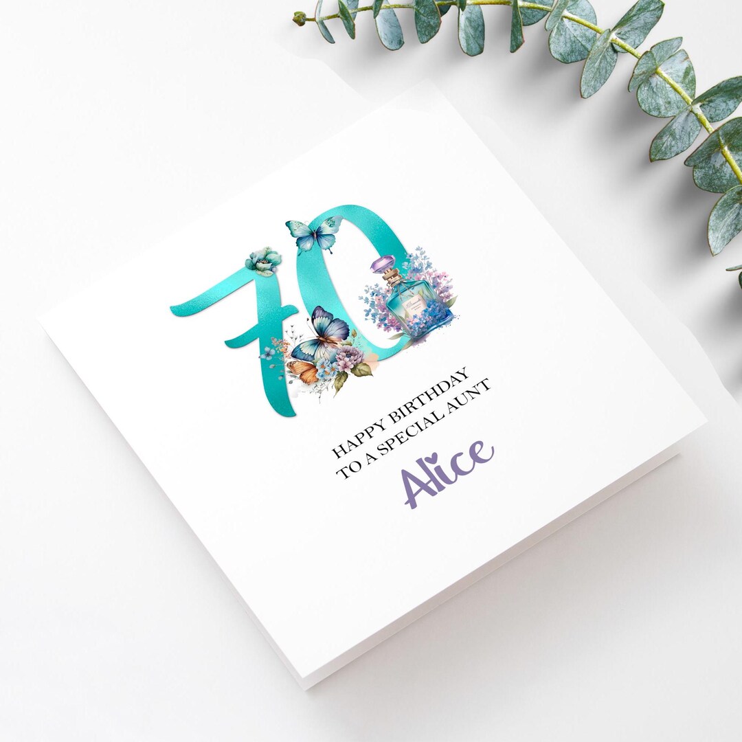 Personalised 70th Birthday Card: Floral Watercolour Design - Etsy