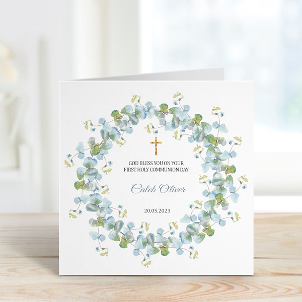 Personalised First Communion card, Holy Communion card boy, girl, Son, Daughter, Grandson, Granddaughter, Niece, Nephew, Godson, Goddaughter