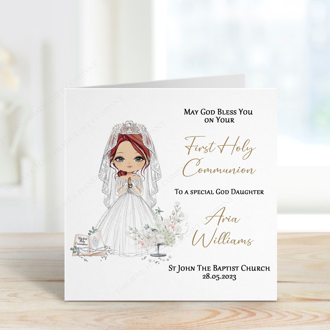 Personalised First Communion Card, First Holy Communion Card for Girl ...