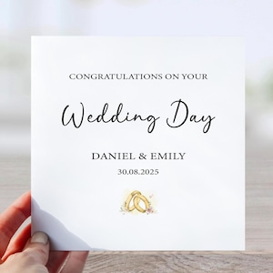 Wedding congratulations card for the happy couple personalised with any name, Wedding gift card for friends, Personalised wedding card