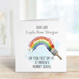 Personalised new school card, first day of primary card, first day of high school card, good luck new school card, back to school card