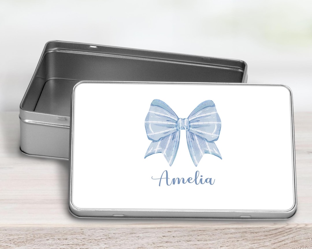 Personalised Pink Bow Keepsake Tin: Custom Name Storage Box - Etsy