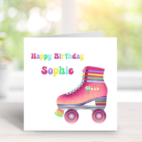 Girl birthday Roller Skate card Daughter Niece Granddaughter Friend 5th 6th 7th 8th 9th 10th 11th 12th 13th