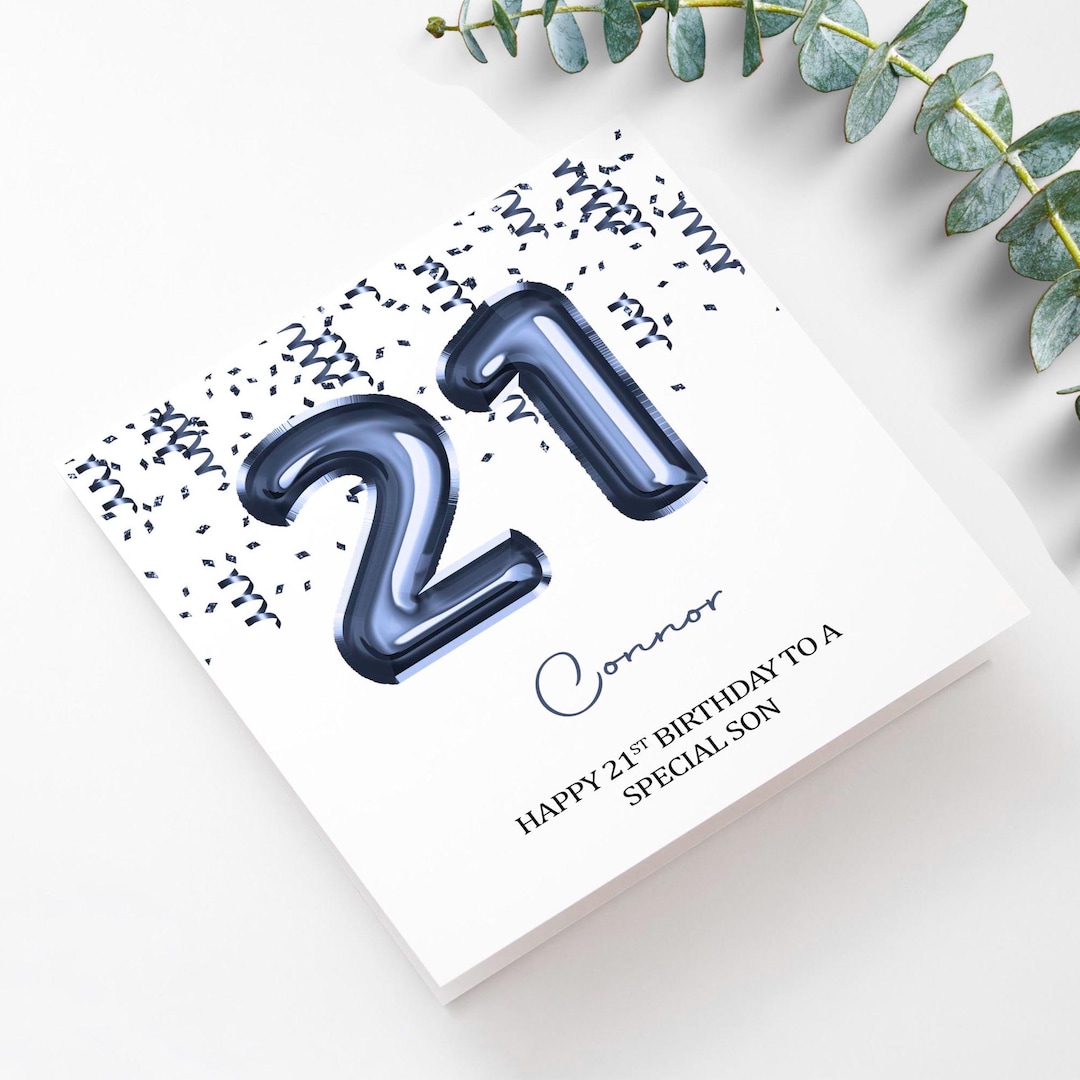 Personalised 21st Birthday Card: Navy Blue Watercolour Balloons - Etsy