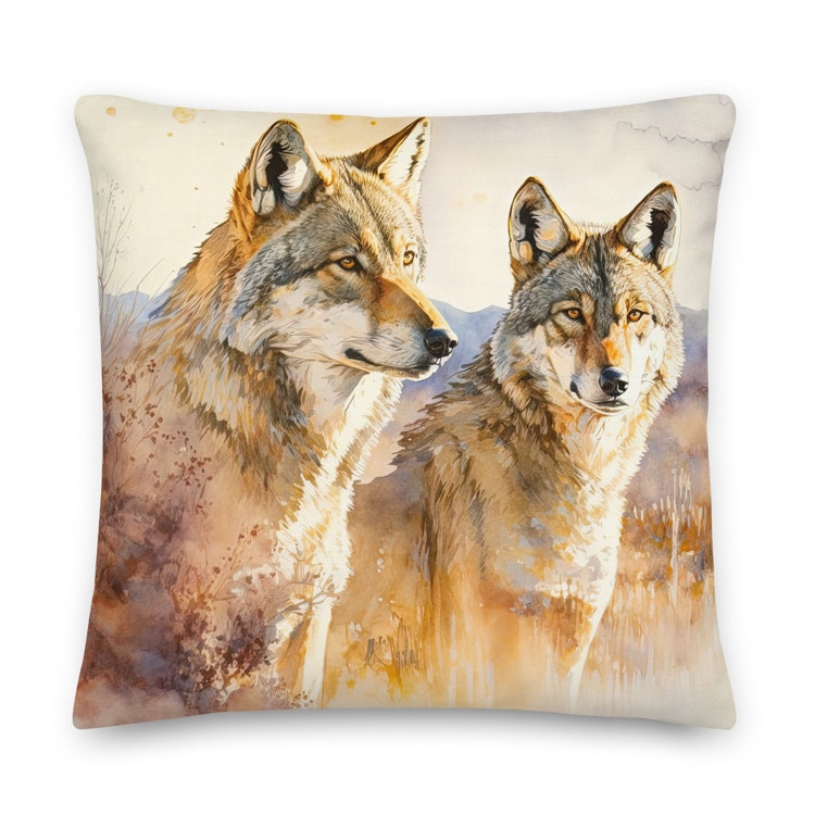 Winter Wolves # 2 Premium Cuscino per decorazioni per la casa su due lati