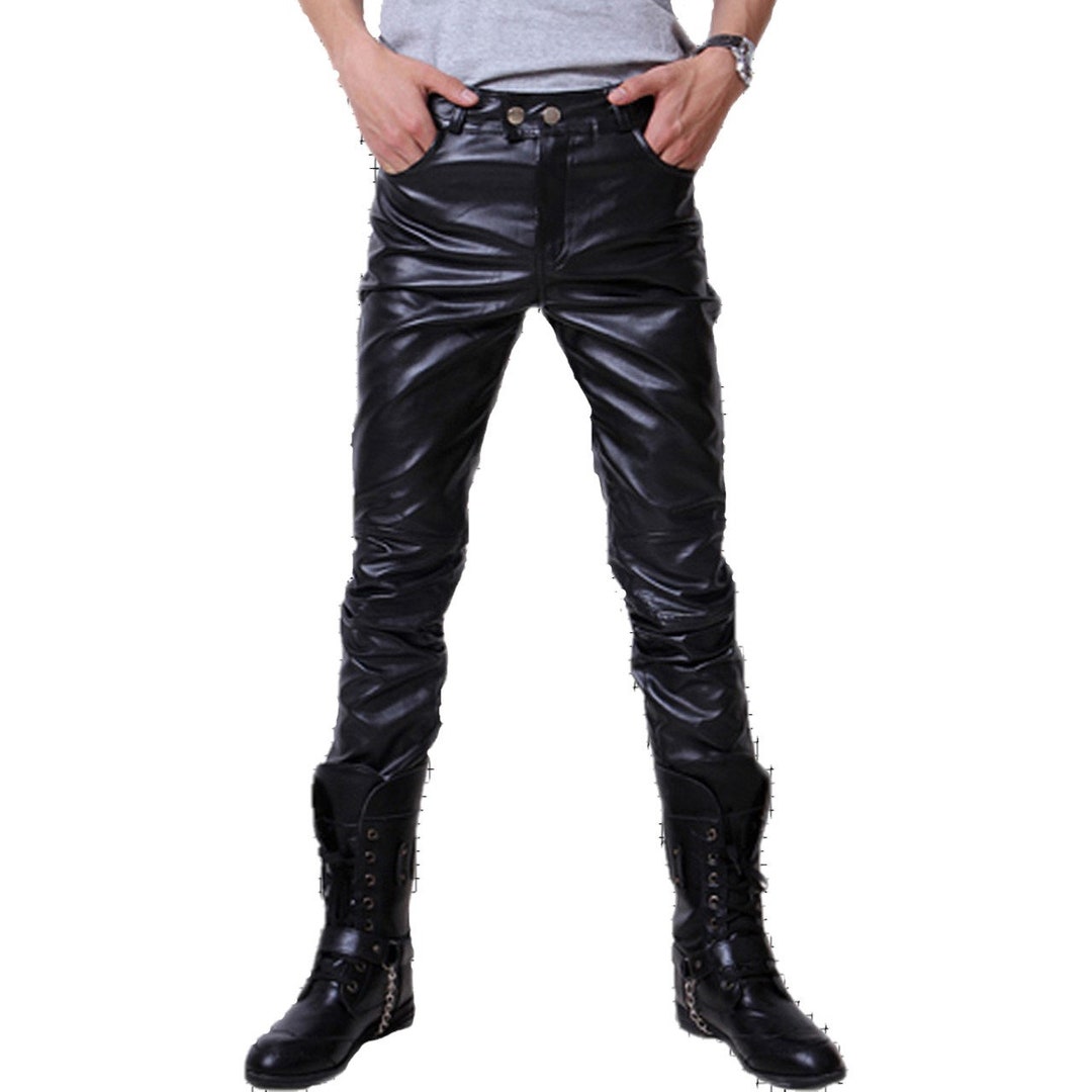 Mens Genuine Soft Sheep Leather Black Pant Zipper Bikers Trousers - Etsy