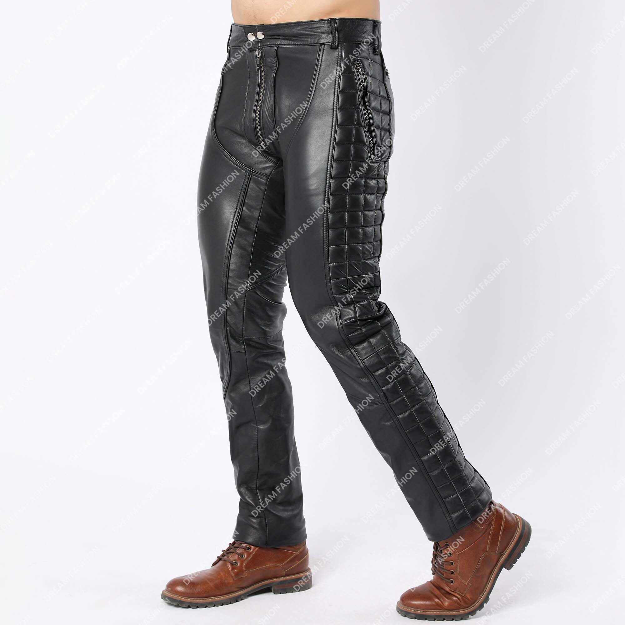 frame quilted leather pants