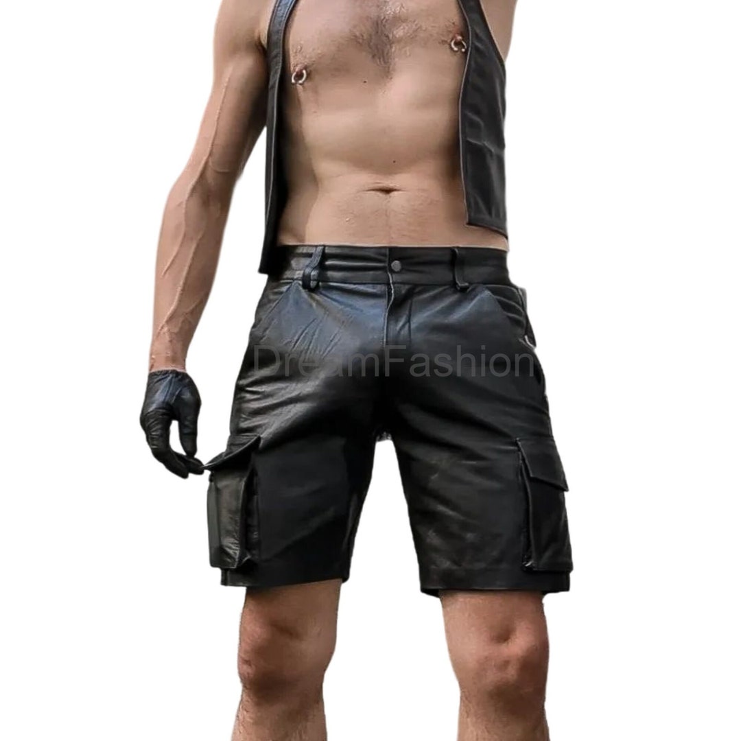 Quilted Leather Shorts For Men
