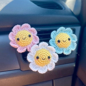 Crochet Flower Car Vent Clip