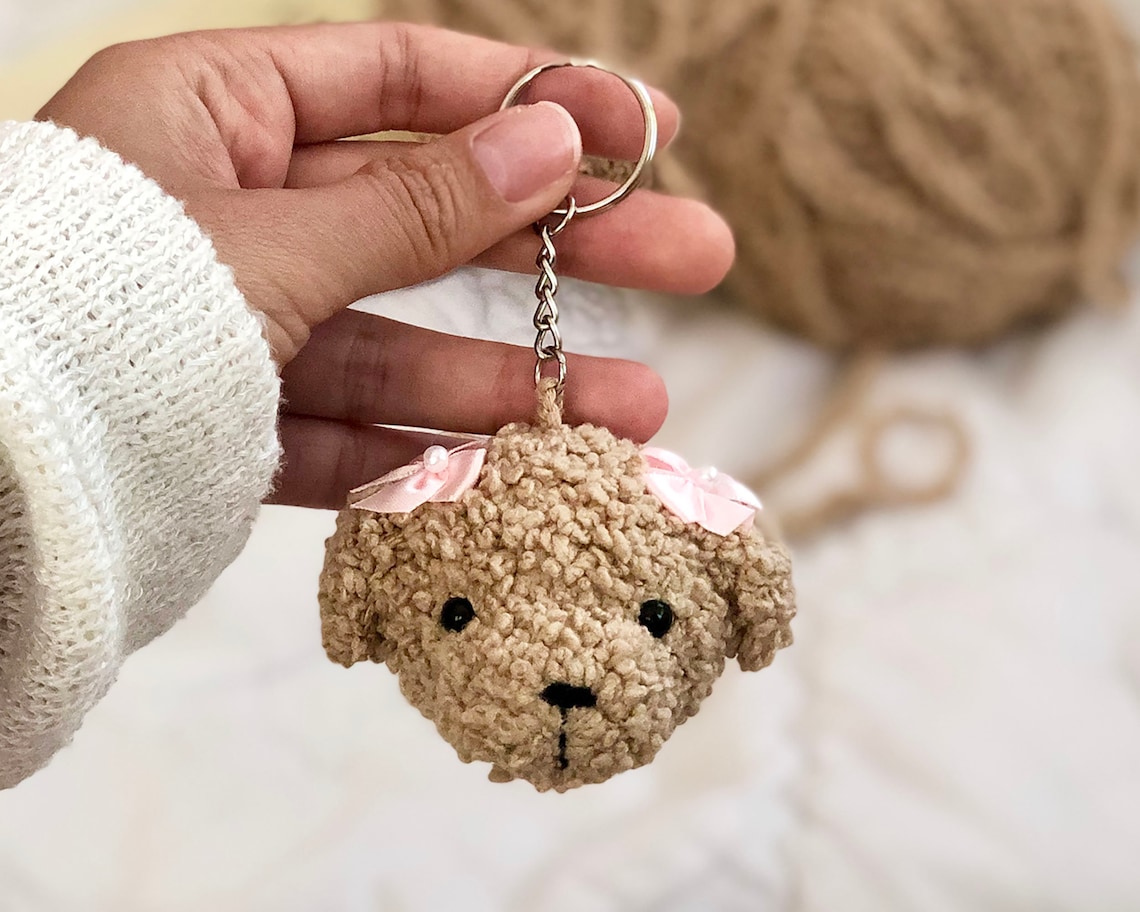 Crochet Fluffy Poodle Puppy Keychain | Etsy
