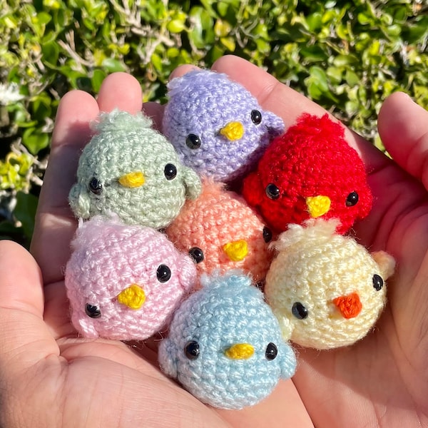 Crochet Baby Chick Bird Keychain