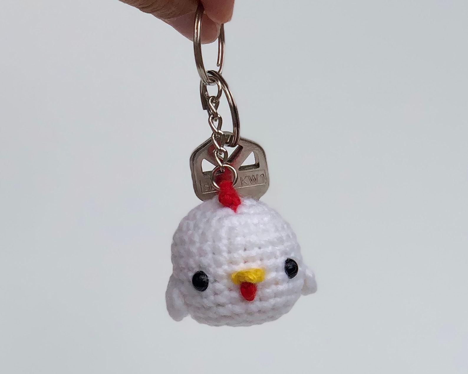 Crochet Chicken Keychain Etsy