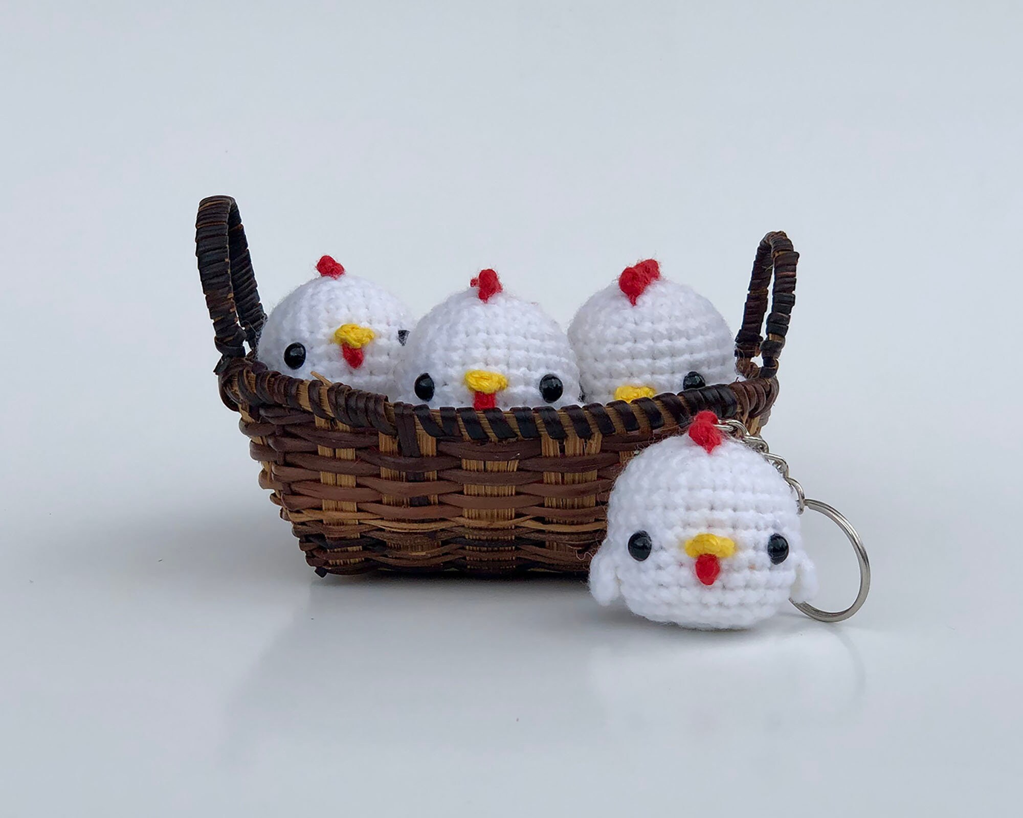 Crochet Chicken Keychain Etsy