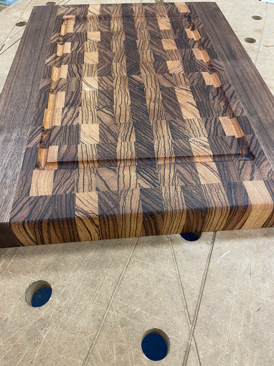 End grain zebrawood cutting board Etsy