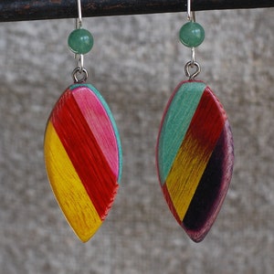 Hand made colorwood earring with sterling silver wires