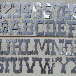 2, 3, 4, 5, 6 inch Rustic Steel Western Letters