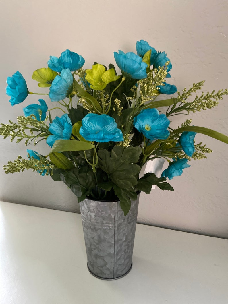 Teal and Green Artificial Floral Arrangement Etsy