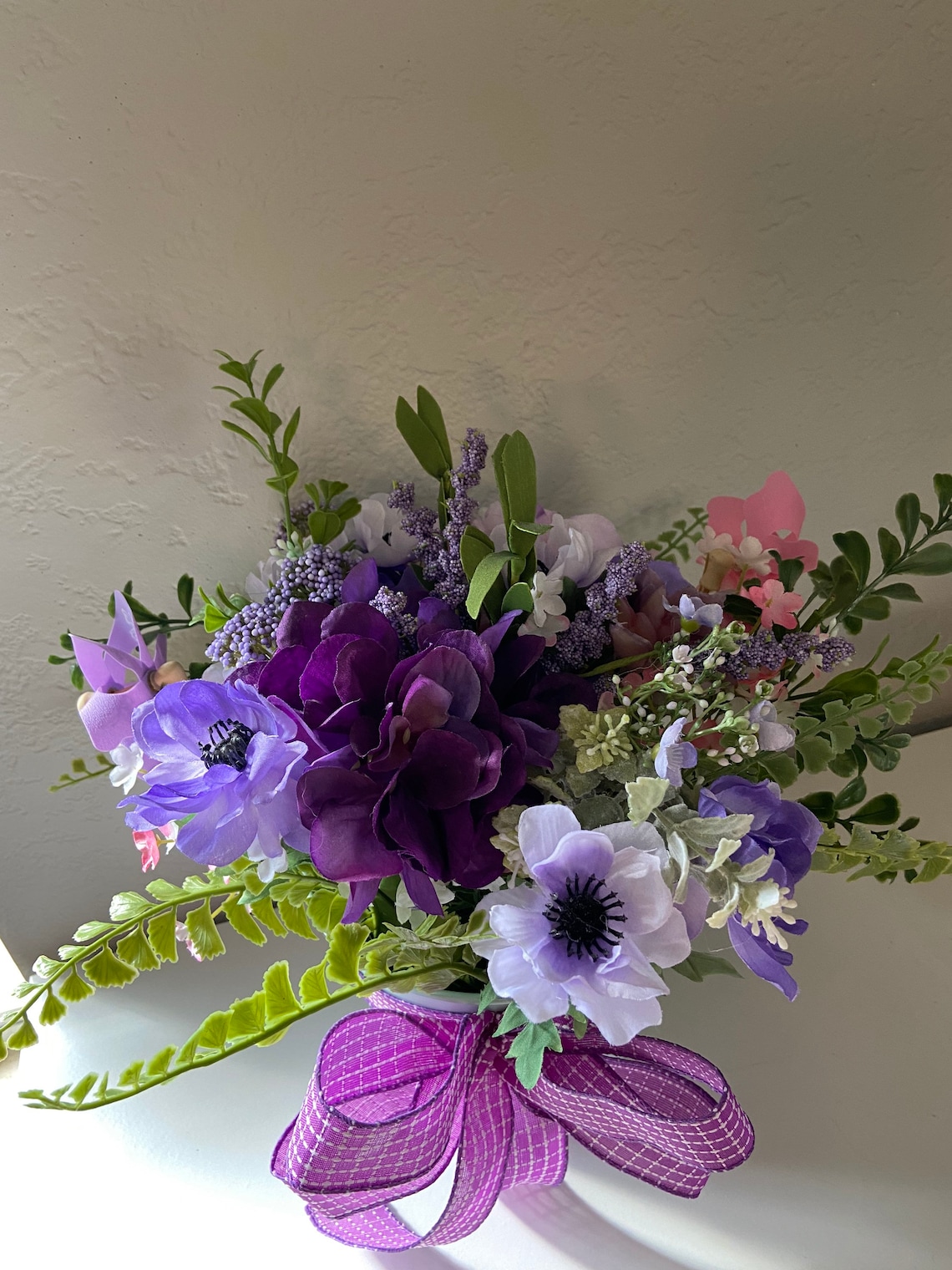 Spring Purple and Pink Floral Arrangement - Etsy