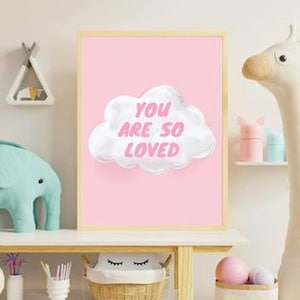 Nursery Wall Decor "You Are So Loved"  Playful pastels, baby shower gift, Cream nursery art, Digital download print, gifts for Her,baby girl