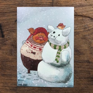 Postkarte: Schneeschwein