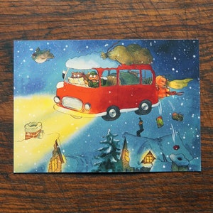 Postkarte: Weihnachtsbus