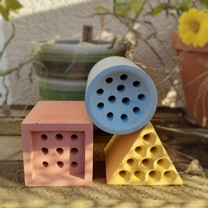 Wildbienen-Hotel 3er Set: beehaus aus Beton im Bauhaus-Design Insektenhotel, Nisthilfe, Bienenhotel Bild 5