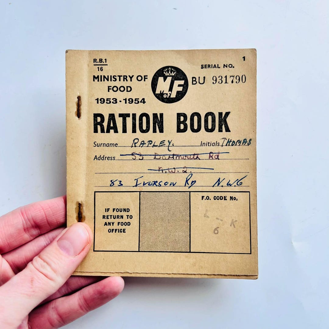 Vintage 1950s Ration Book, Vintage Ministry of Food 1952,53,54, Social ...