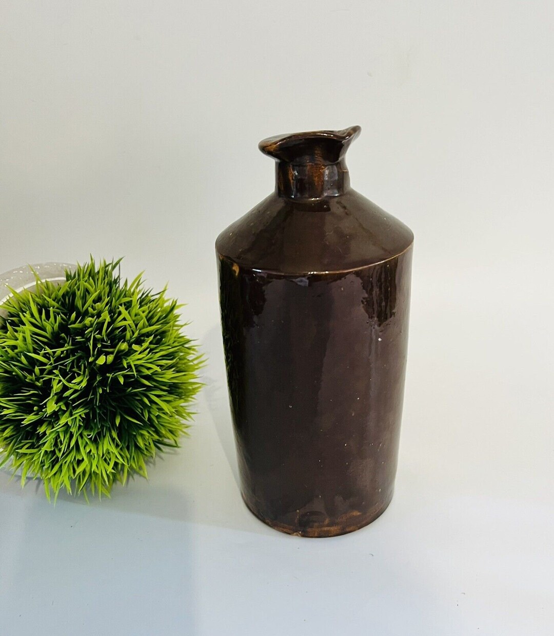 Large Antique Stoneware Ink Bottle Pourer Dried Flower Etsy