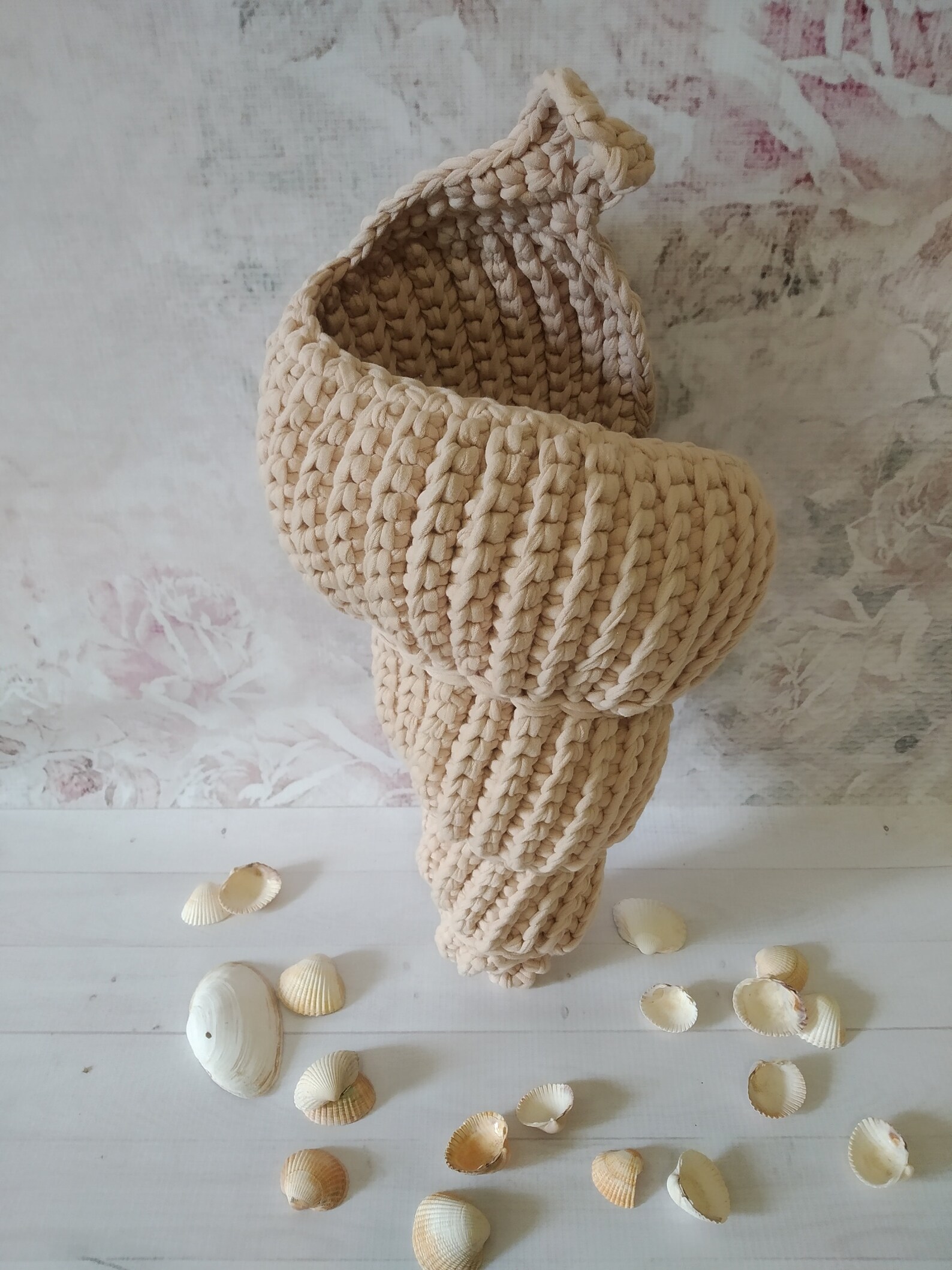 Seashell basket/ knitted basket/ crocheted seashell basket Etsy