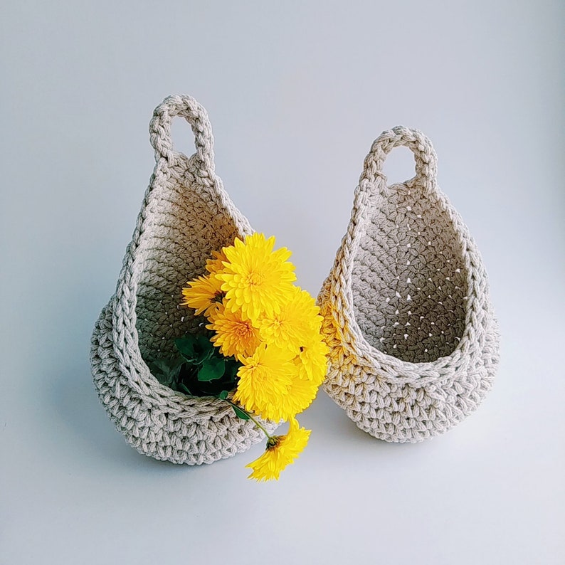 Hängekorb Wandbehang Korb Mini Hängekorb häkeln Hängekorb | Etsy